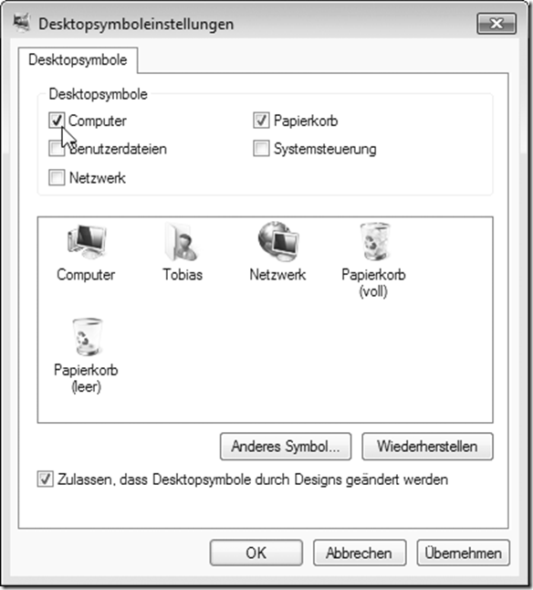 . Symbole auf den Desktop legen
